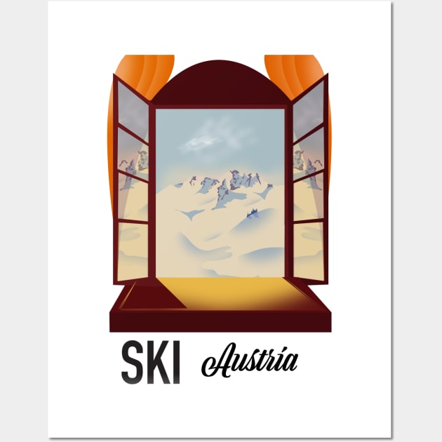 Vintage ski Austrian poster Wall Art by nickemporium1